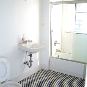 bathroom shower ceramic tile at 2A in park slope brooklyn on fifteh ave. in the huitwelker loft building