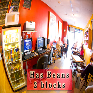 has bean coffee shop with wifi  2 blocks